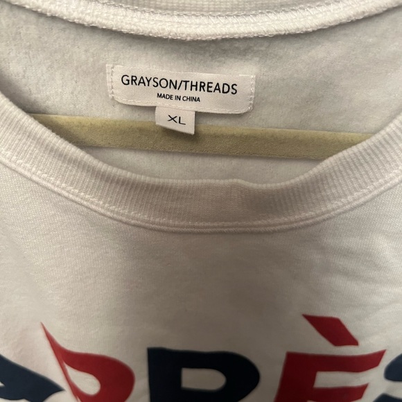 Grayson/Thread Sweatshirt Apres Ski White Fleece Pullover - Picture 3 of 4